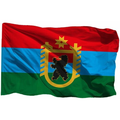Флаг Республики Карелия с гербом на шёлке, 90х135 см, для ручного древка флаг советского союза с гербом ссср на шёлке 90х135 см для ручного древка