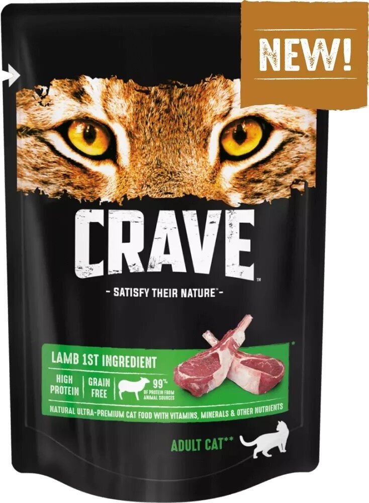 Влажный корм Crave для кошек Ягненок в соусе 70г