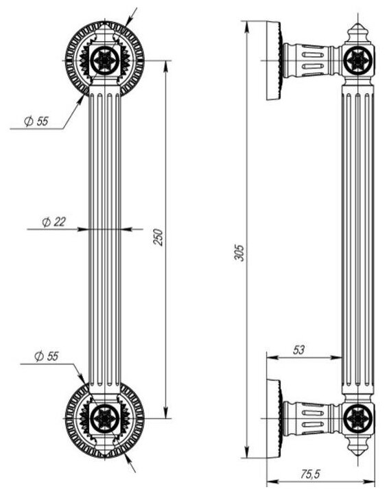 Ручка-скоба Armadillo PULL. CL250. Matador ( Matador PULL CL BB-17) BB-17 коричневая бронза