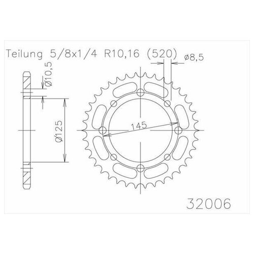 Звезда ведомая ESJOT 50-32006 38 зубов, кросс JTR857.38