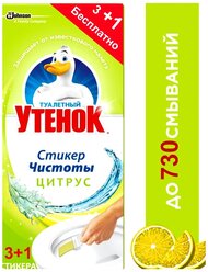 Туалетный утенок стикер для унитаза Цитрус, 4 шт., 0.04 кг