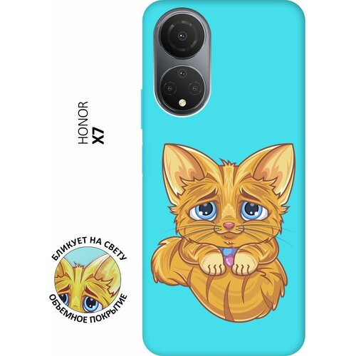 Матовый чехол Sad Cat для Honor X7 / Хонор Х7 с 3D эффектом мятный матовый чехол cat and mouse для honor x7 хонор х7 с 3d эффектом черный