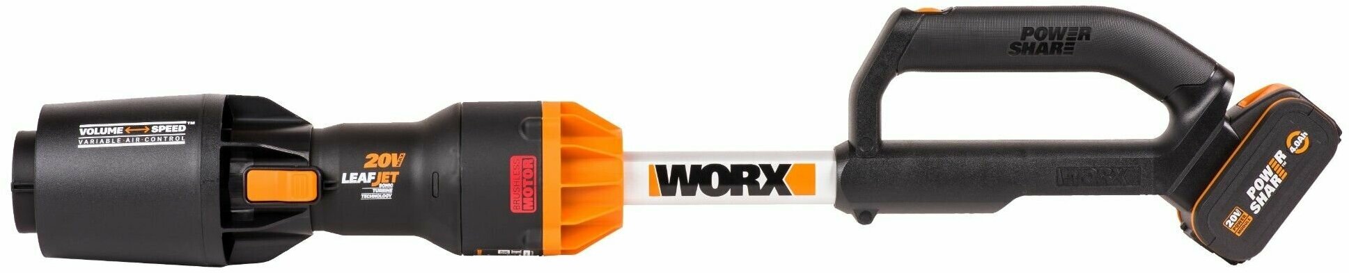 Аккумуляторная воздуходувка бесщеточная Worx WG543E, 20В, АКБ 4 АЧ + ЗУ 2А - фотография № 2