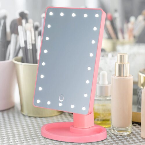Настольное зеркало с подсветкой для макияжа Large LED Mirror, черный