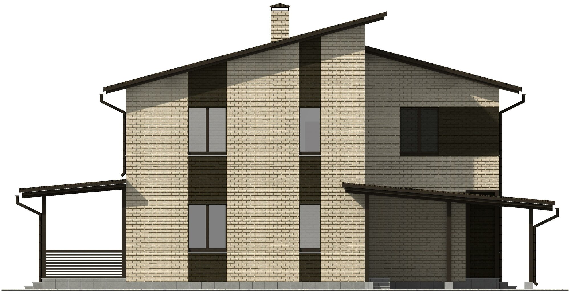 Готовый проект двухэтажного дома без гаража из газосиликатного блока с облицовкой из керамического кирпича площадью 223,8 кв.м - фотография № 9
