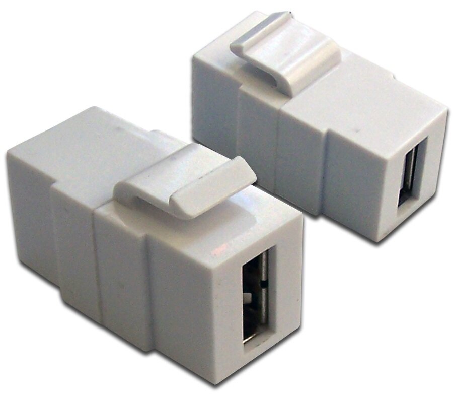 Вставка Keystone USB 2.0, тип A, мама-мама, 180 градусов, белая LAN-OK-USB20-AA/V-WH