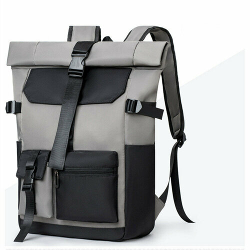 Рюкзак молодёжный, для учебы, работы, ноутбука, школьный CityFOX.Looks of the City RK-12/серый-черный_карман
