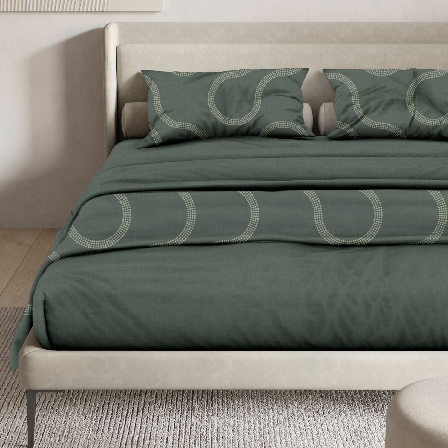 Комплект постельного белья SONNO FJORD евро-размер цвет Фьорд, Оливковый - фотография № 6