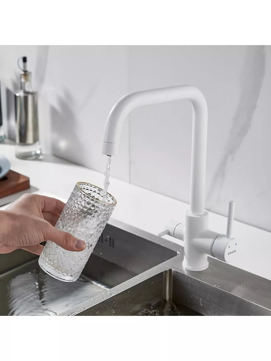 Смеситель для кухни S228C под фильтр белый — фото 1