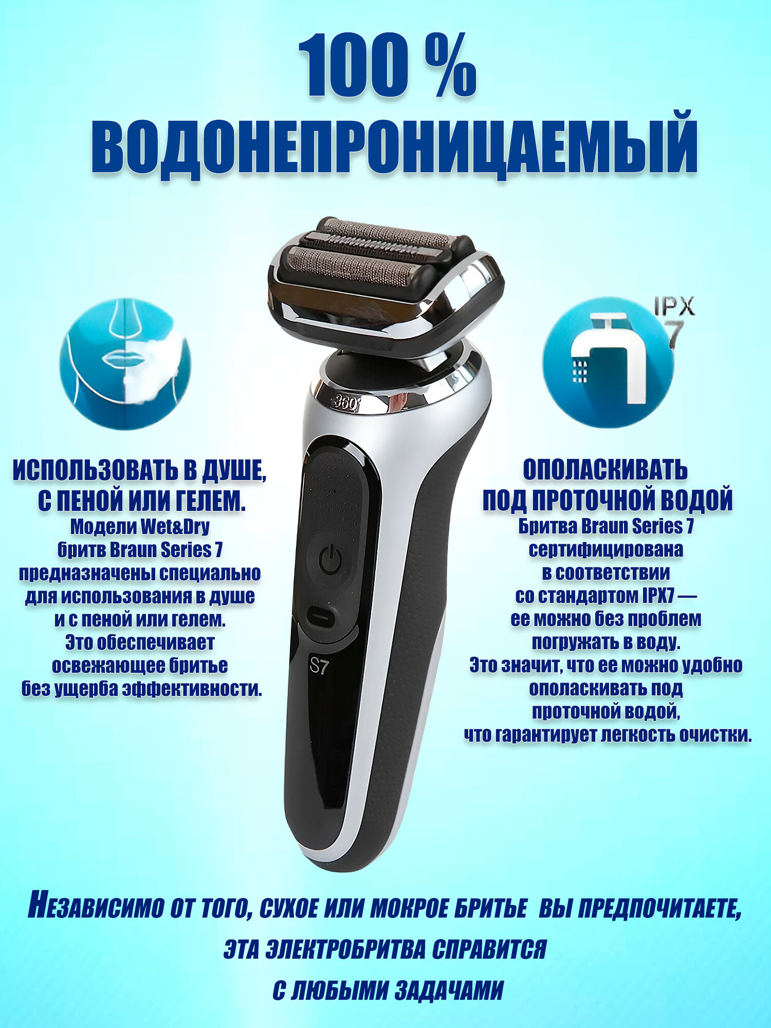 Обзор: Электробритва Braun 70-S1000s Series 7 (CN версия), серебро