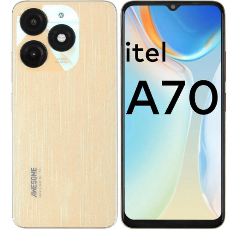 Смартфон Itel A70 4+8/256 ГБ Global для РФ, Dual nano SIM, Brilliant Gold
