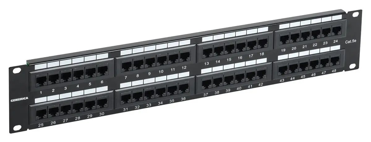 Патч-панель ITK GENERICA (PP48-2UC5EU-K05-G) 19" 2U 48xRJ45 кат.5E UTP