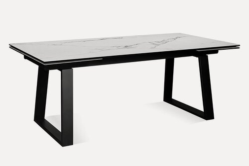 Изображение товара Стол обеденный керамический прямоугольный раздвижной ROVENA 200 CRYSTAL CER на металлокаркасе, столешница керамика, цвет белый кристалл (глянец), 200(300)х100 см