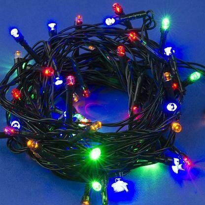 Гирлянда светодиодная с контроллером, 20 светодиодов, длина - 2,8 м, цвет свечения - разноцветный, IP20