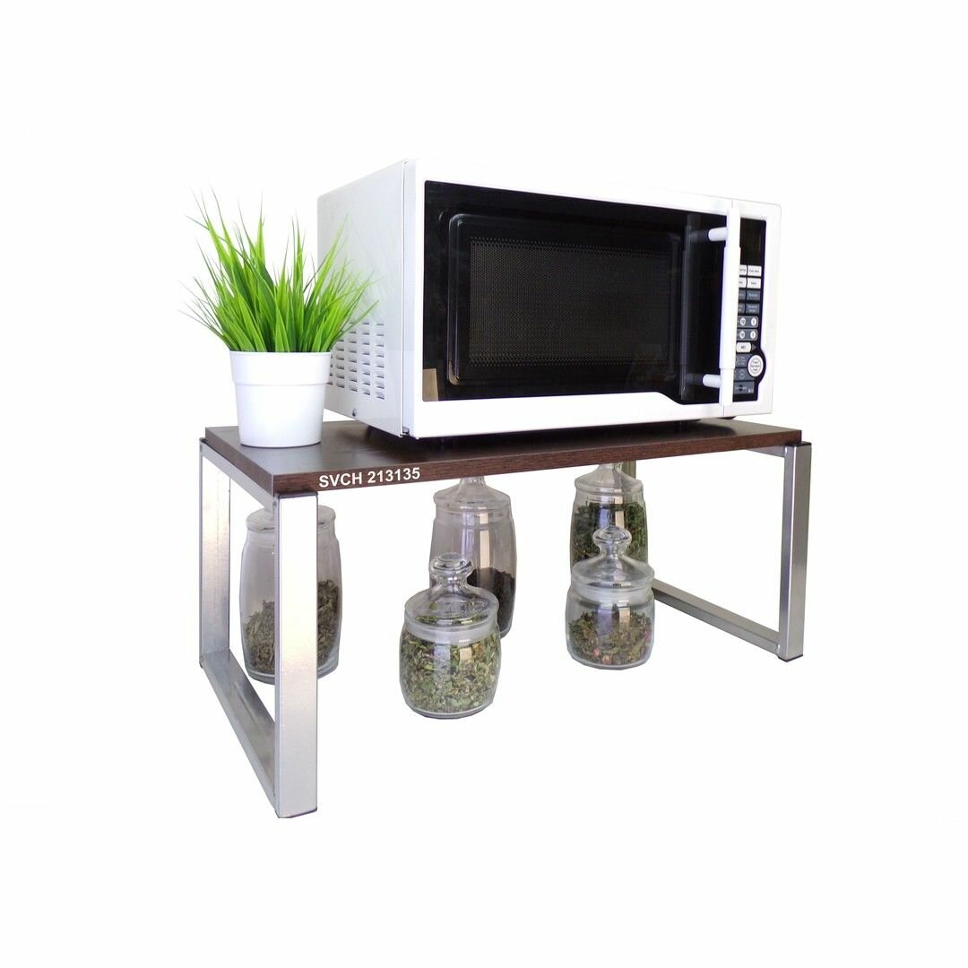 Подставка на стол для микроволновой печи LAMAGIA 213135, высота 27см, цвет кронштейнов-серебристый, полки-венге, размер полки 60х30см