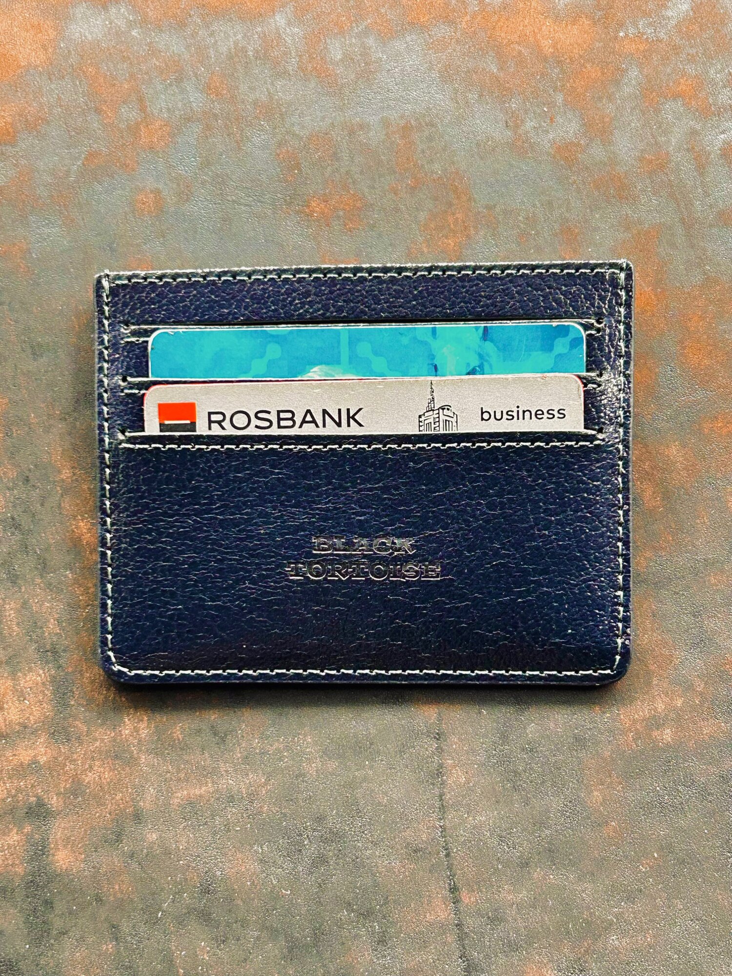 Картхолдер Black Tortoise, фактура гладкая, темно-синий — фото 1
