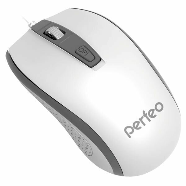 Мышь проводная Perfeo PF-383-OP-W/GR белый серый USB - фото №1