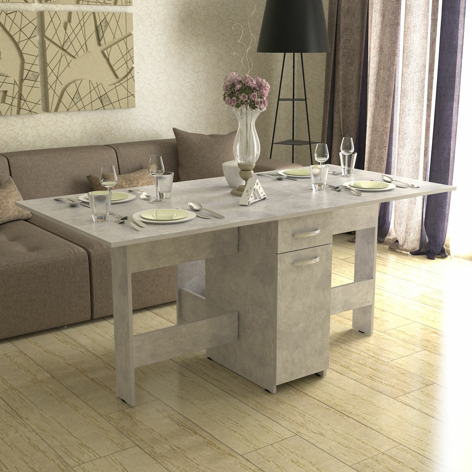 Стол-книжка СТ 01.2, ЛДСП, прямоугольный, с ящиком, 174 х 85 х 75 см