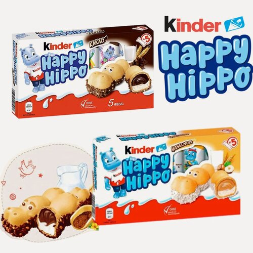 Изображение товара Шоколадно молочное печенье Kinder Happy Hippo / Киндер Хеппи Хиппо, 2шт х 104г. (Германия)
