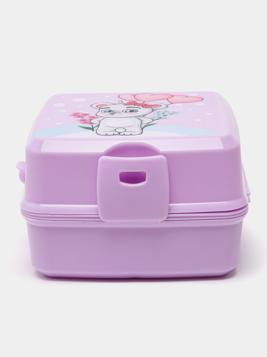 Ланч бокс "AKUKA", контейнер для еды, двухкамерный, с ложкой и вилкой, Лавандовый — фото 1