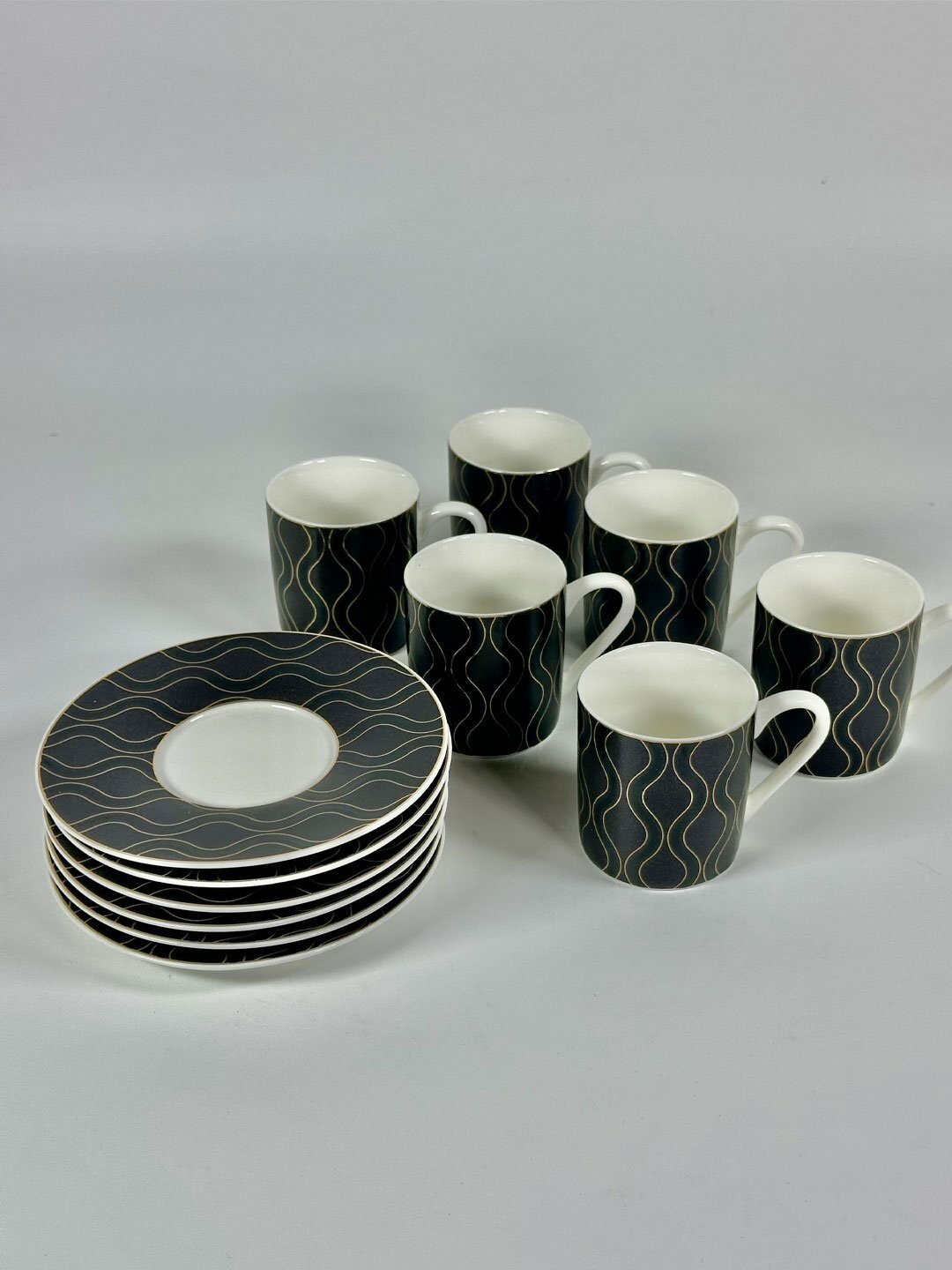 Кофейный набор "O.M.S. Collection", из фарфора, 12 предметов, 6 персон, 100 мл, Черный — фото 1