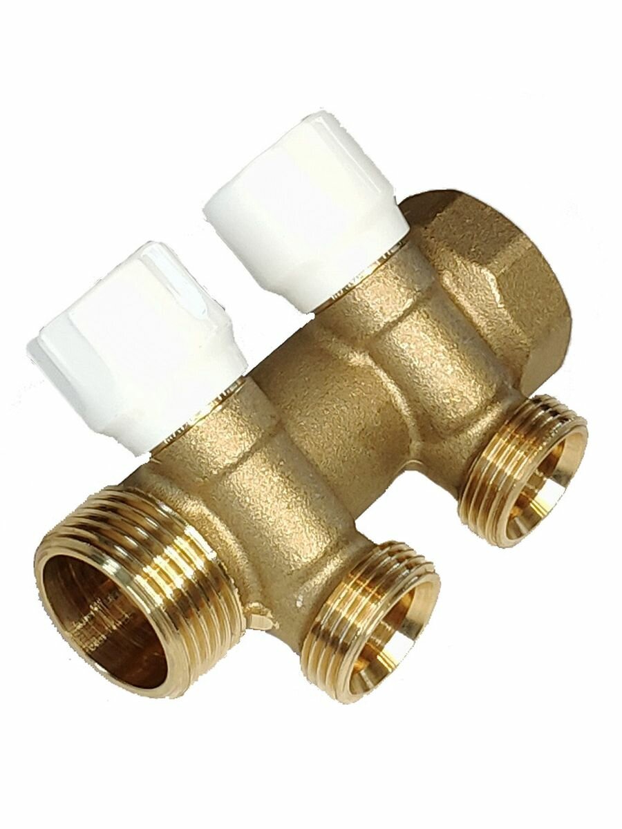 Коллектор универсальный TECEflex 1"х3/4" 2 вых. с запорными вентилями, латунь, 8730010