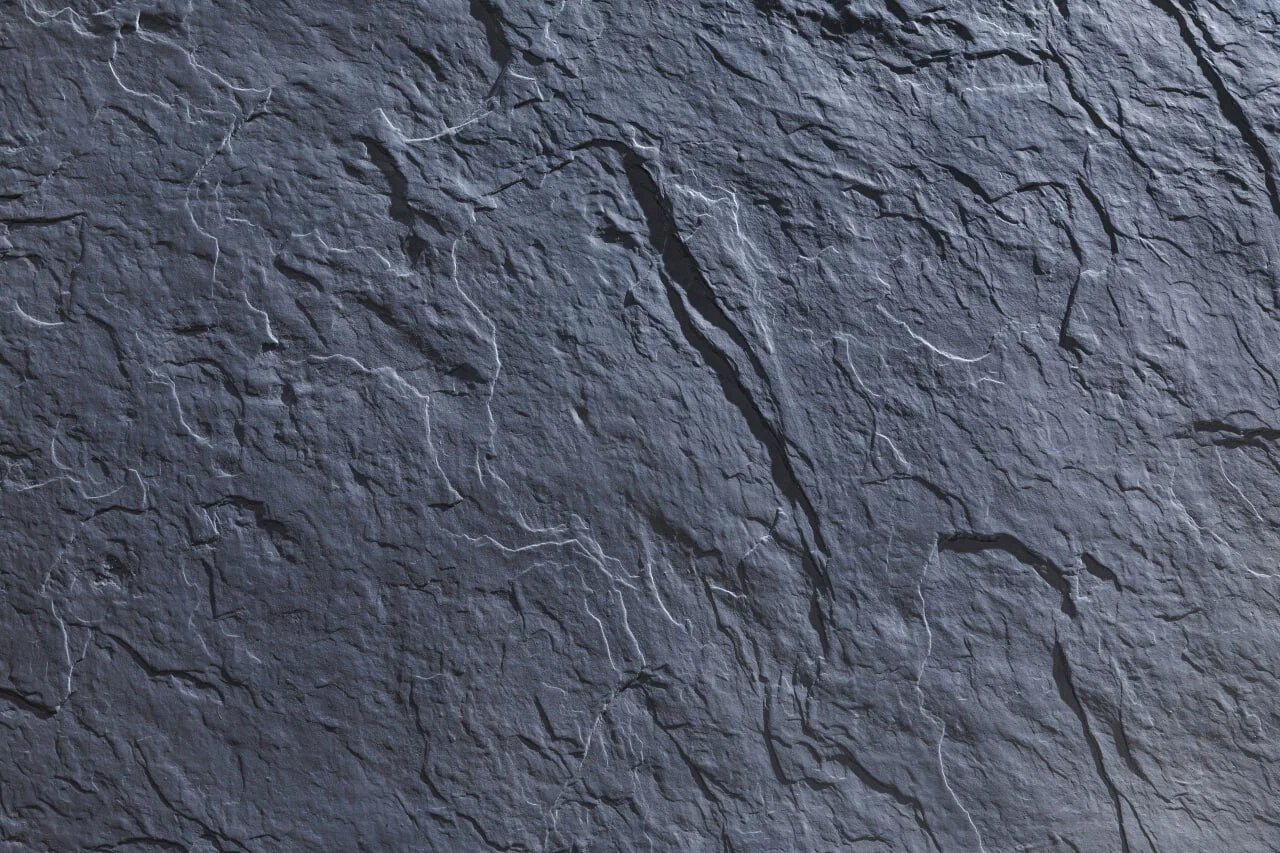 Каменный шпон для интерьера А. С. Р.  рельеф скола сланца цвет графит