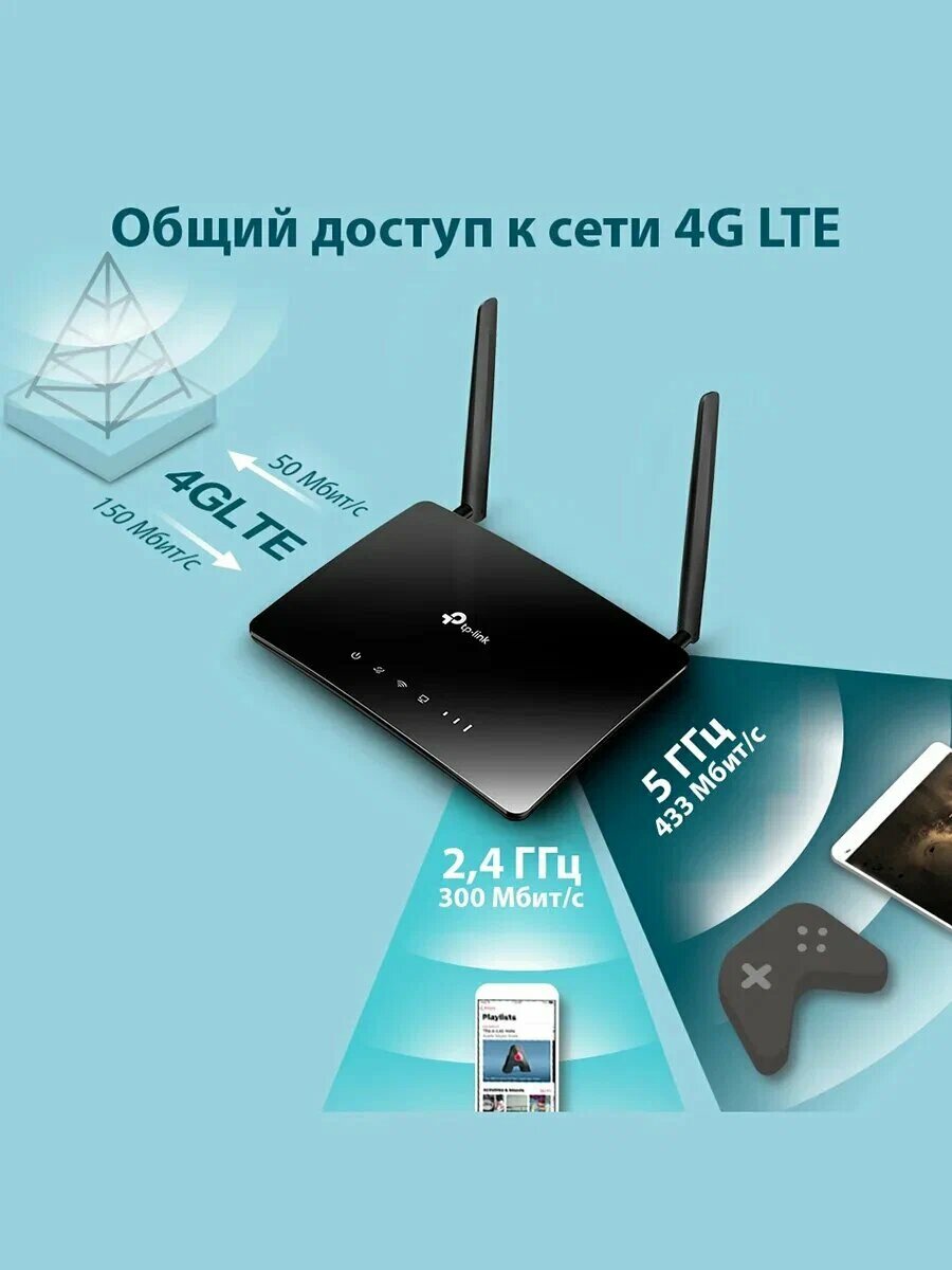TP-Link Archer MR200 4G/LTE Wi-Fi роутер с SIM-картой, dual-band Wi-Fi и 4 портами