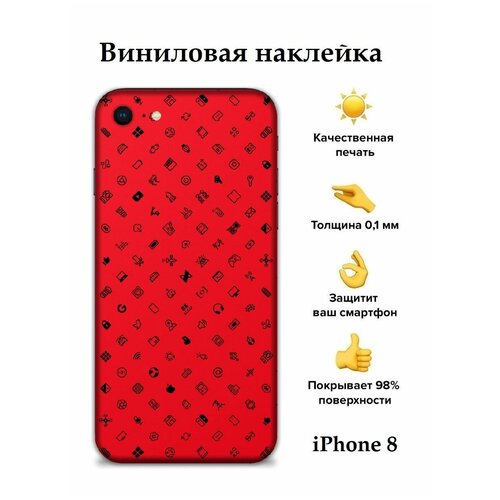 Гидрогелевая пленка на заднюю крышку телефона iPhone 8 с защитой камеры / Защитная пленка для iPhone 8 с принтом Icon