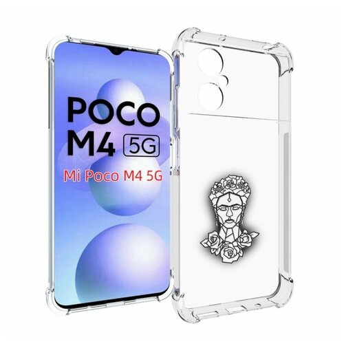 Чехол MyPads девушка с цветами с гранями женский для Xiaomi Poco M4 5G задняя-панель-накладка-бампер
