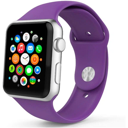 Ремешок для Apple Watch 42/44/45/49 mm силиконовый, пурпурный lyambda керамический ремешок libertas для apple watch 42 44 45 mm black silver
