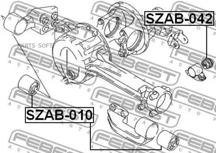 FEBEST SZAB-010 Подушка переднего дифференциала