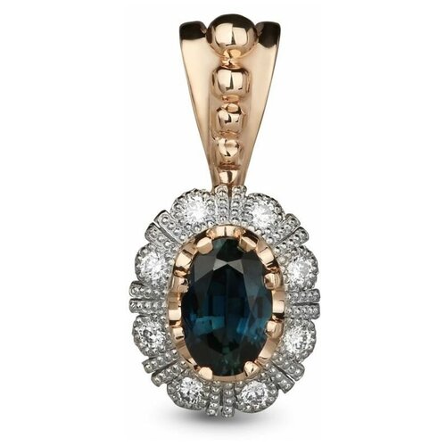 фото Русские самоцветы подвеска с сапфиром и бриллиантами 90406