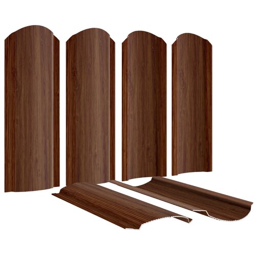 Штакетник металлический / евроштакетник Фигурный Полукруглый (двусторонний цвет под дерево Античный Дуб, высота 1м, ширина планки 110мм, 10 шт)