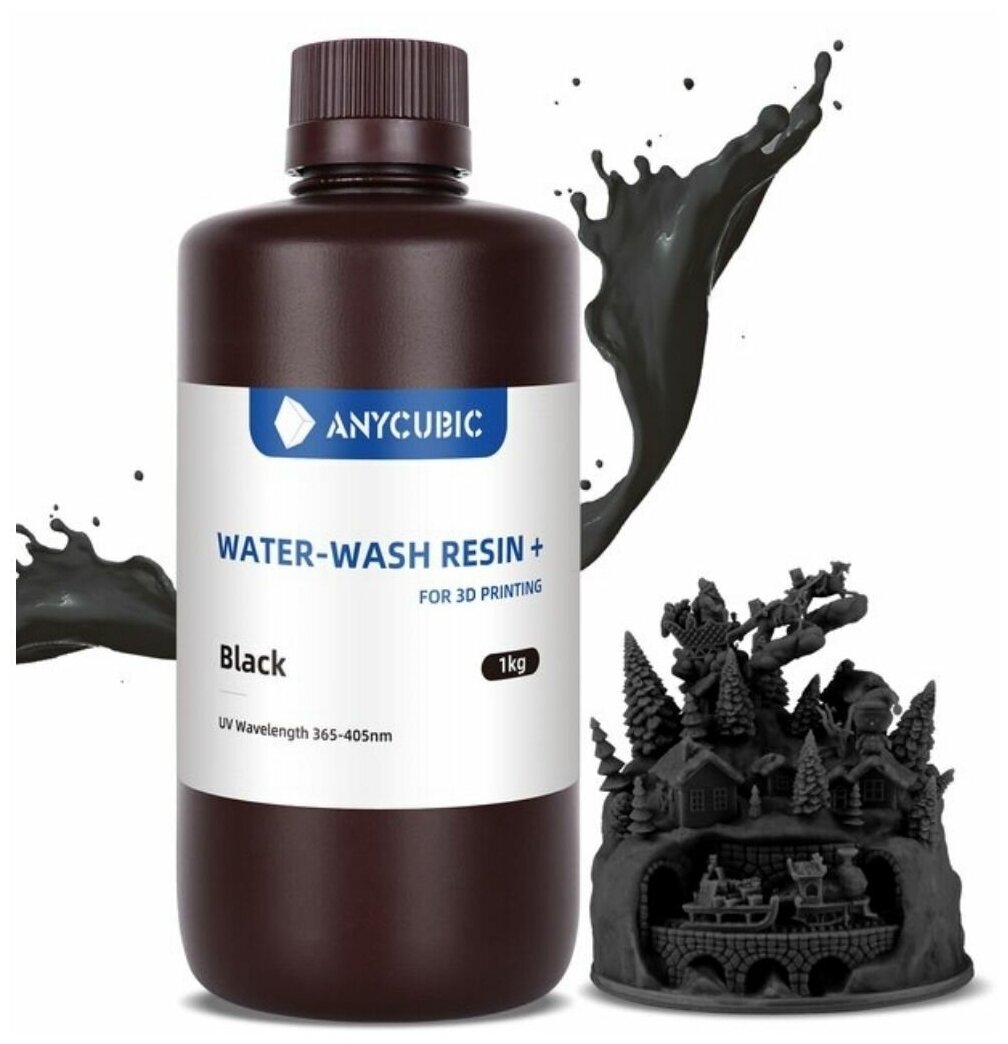 Фотополимерная смола Anycubic Water Wash 1 л. Черный