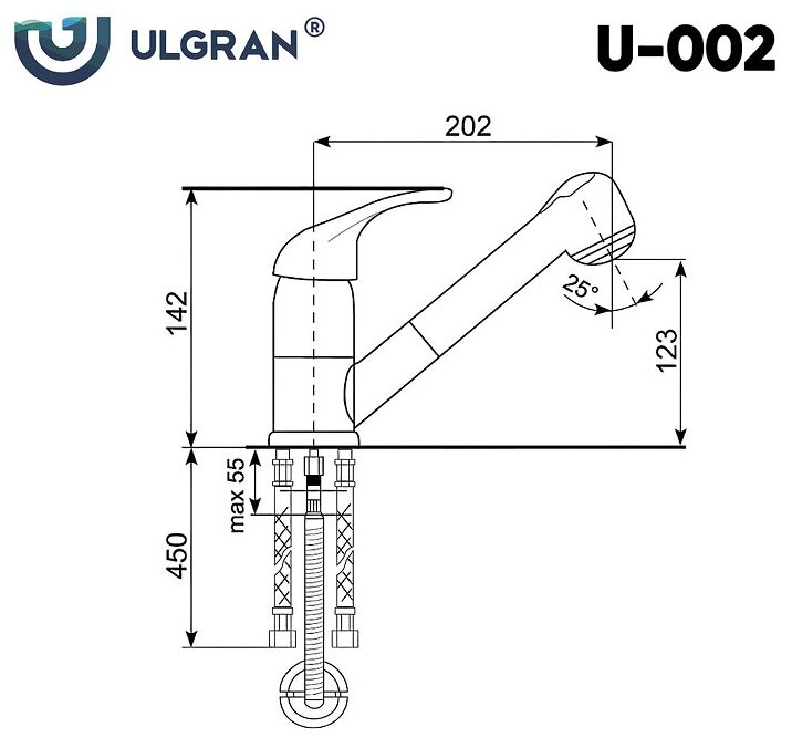 Смеситель для кухни Ulgran U-002-344 ультра-черный - фотография № 3
