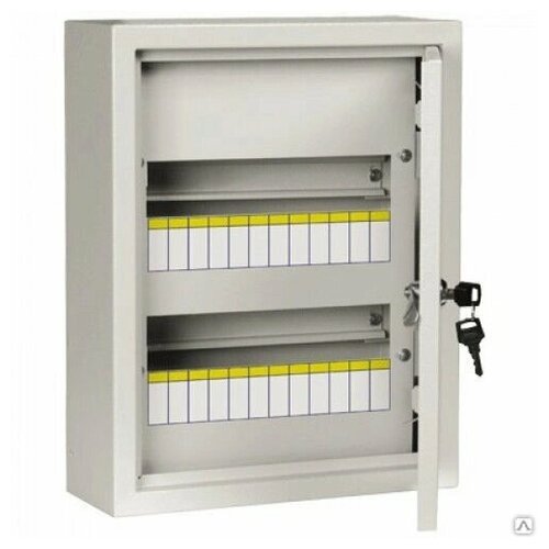 Распределительный навесной щит, металлический, 18 модульный, в комплекте с замком, DIN-рейками,ЩРН-18 IP31 / Размер 250х400х130