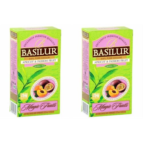 Чай "Basilur" зеленый "Волшебный фрукты Абрикос и Маракуйя" 25 пак.-2 шт.