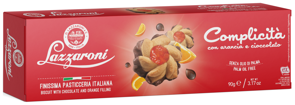 Печенье LAZZARONI COMPLICITA с шоколадом и апельсином 90г - фотография № 2