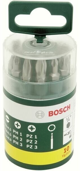 Набор бит Bosch 10 шт (9 бит 25 мм + универсальный держатель) (2607019454)