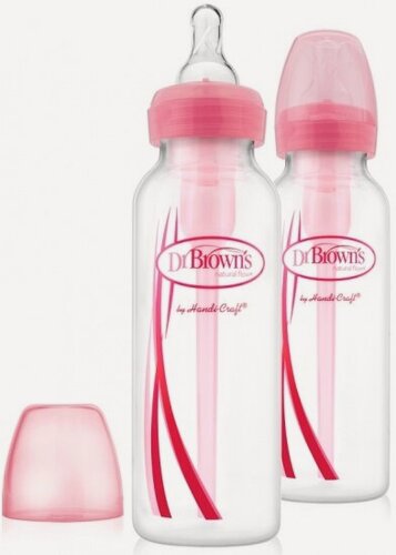 Изображение товара Набор из двух бутылочек Dr. Brown's DR.BROWNS с узким горлышком, 2шт 250 мл. розовые