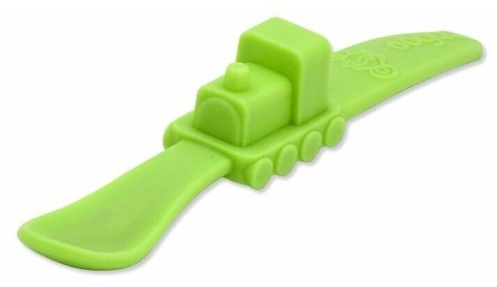 Ложка Oogaa силиконовая зеленая поезд 18см (S841) - фото №2