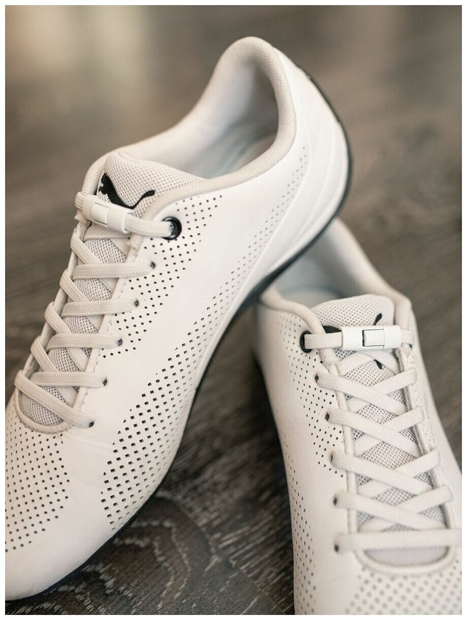 Шнурки для обуви резиновые эластичные с застежкой - фиксатором, белые