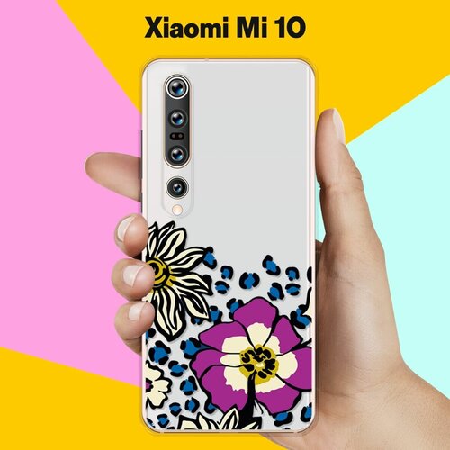Силиконовый чехол Цветы с узором на Xiaomi Mi 10 силиконовый чехол цветы фиолетовые на xiaomi mi 10 pro