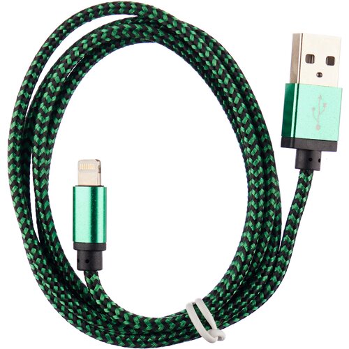Кабель USB 2.0 Cablexpert CC-ApUSB2gn1m, AM/Lightning 8P, 1м, нейлоновая оплетка, алюминиевые разъемы, зеленый, пакет кабель pro legend для iphone 5 6s 8pin светящийся pl1369 зеленый 1 м