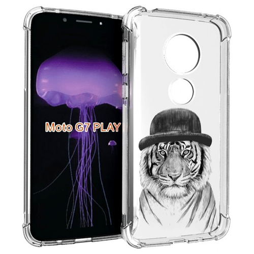 Чехол MyPads тигр британец для Motorola Moto G7 Play задняя-панель-накладка-бампер