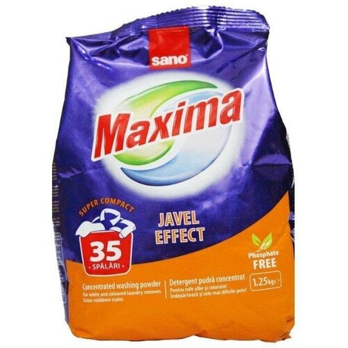 Стиральный порошок Sano Maxima Javel Effect, 1.25 кг, 1.25 л, универсальное, для льняных тканей