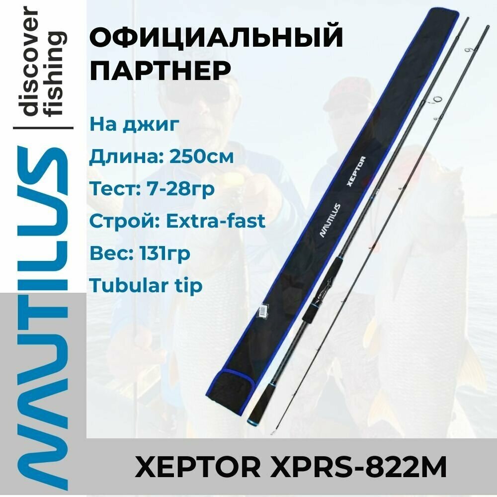 Удилище спиннинговое Nautilus Xeptor 250см 7-28гр / на джиг / для рыбалки с лодки / береговой ловли