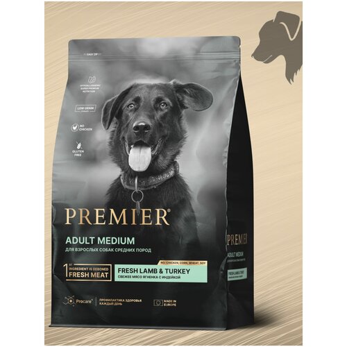 Сухой корм для собак Premier Dog Lamb&Turkey ADULT Medium (Свежее мясо ягненка с индейкой для собак средних пород) 1 кг.