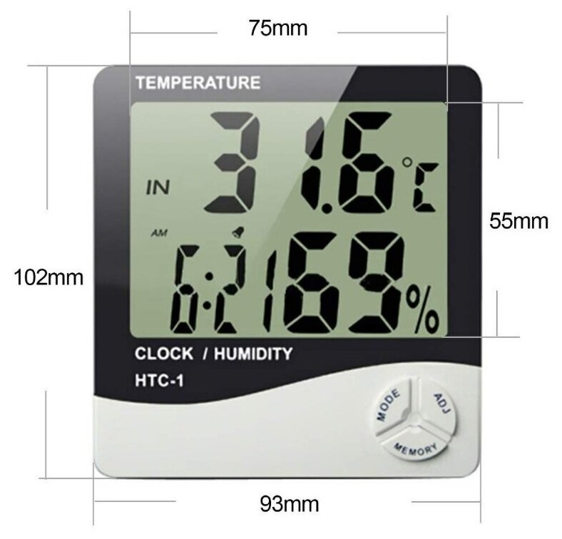 Цифровой термометр гигрометр часы- метеостанция. - фотография № 3